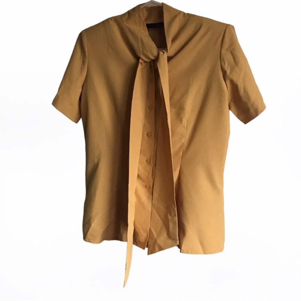 MARC Golden Yellow Short Sleeve Padded Shoulders Button Front Shirt BNWOT